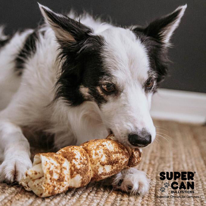 3"- 5" Liver Dusted Cheek Rolls 10 pcs bag Collagen Cheek Rolls Chews SuperCan Bully Sticks