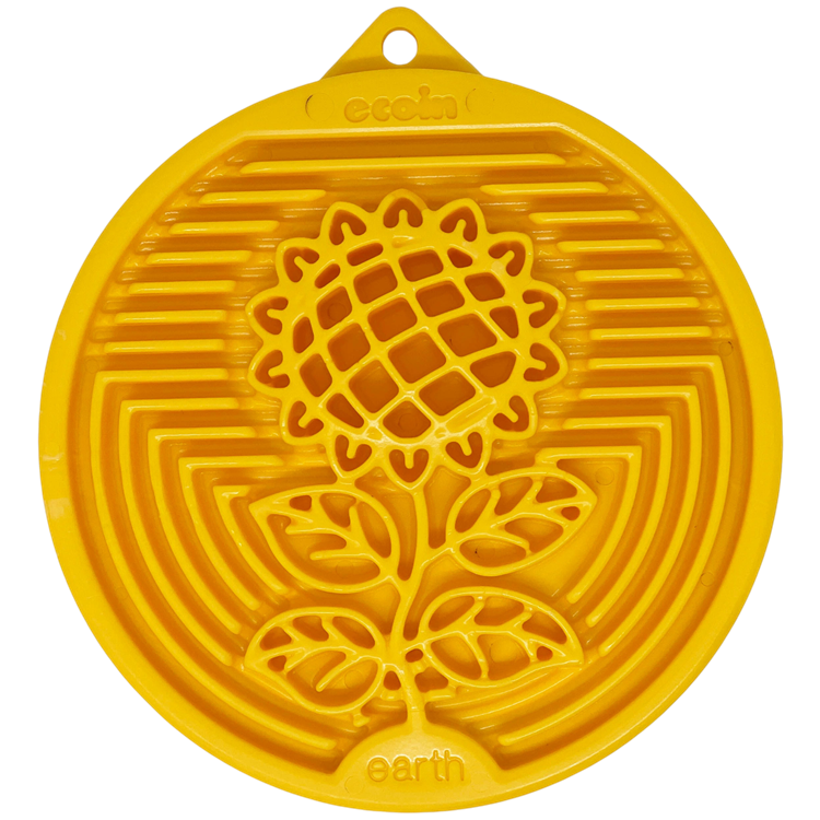 Earth eCoin Nylon Lick Mat for Dogs | USA Made Enrichment Toy | SodaPup Earth ecoin - yellow ECOIN SodaPup/True Dogs, LLC