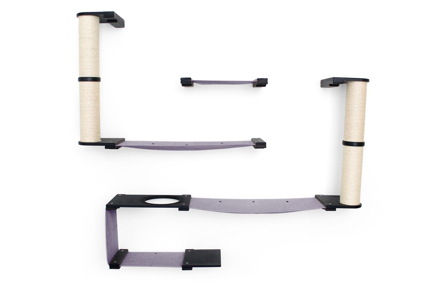 The Roman - A Wall Mounted Cat Scratcher Tree Onyx Bamboo Charcoal Gray Canvas None Cat Condo Catastrophic Creations