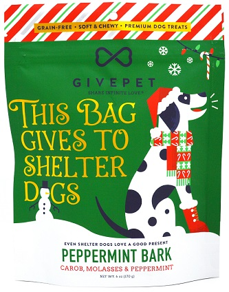 GivePet Holiday Dog Treats Peppermint Bark 6 Oz.