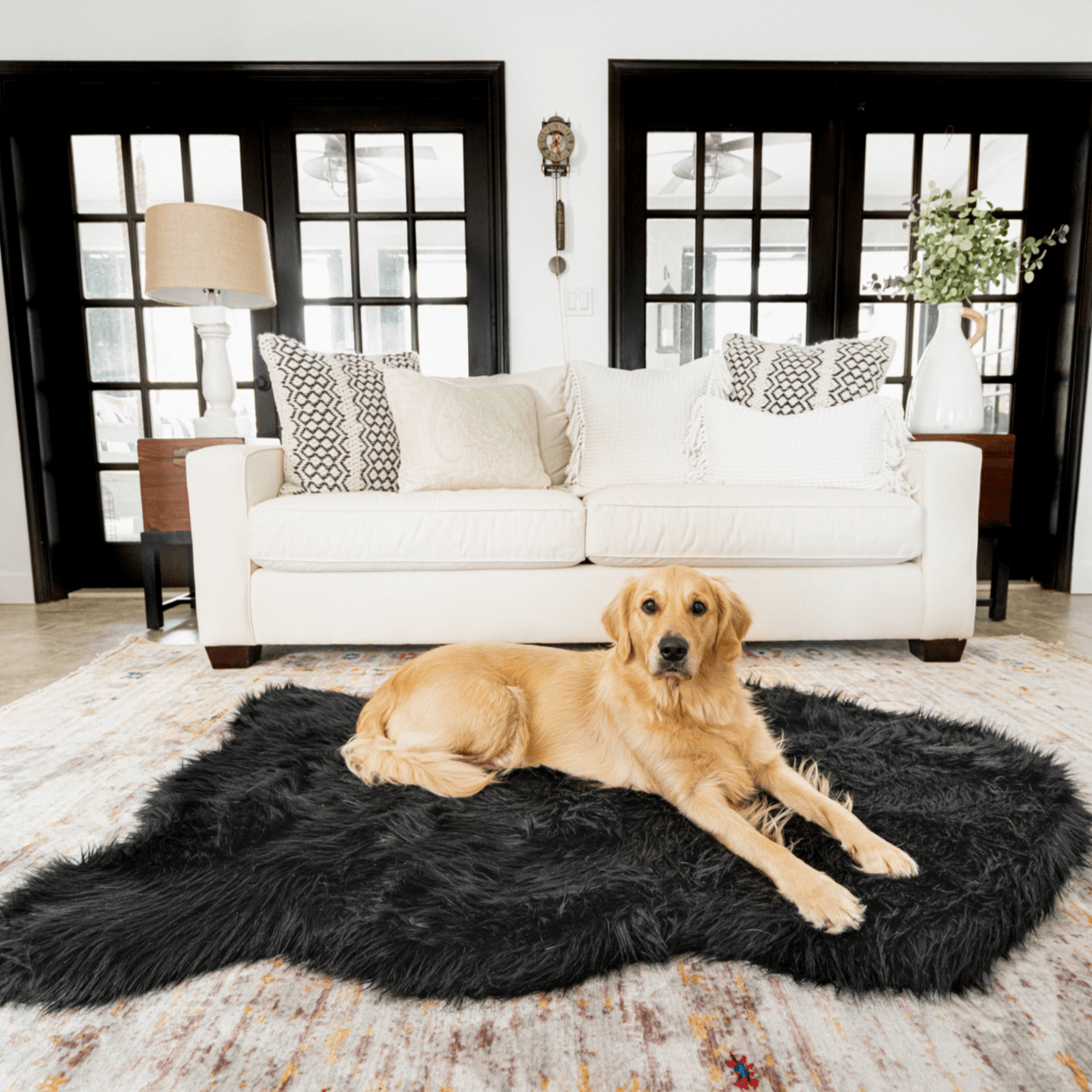 PupRug by Paw.com® Faux Fur Orthopedic Dog Bed - Curve Midnight Black Dog Beds Paw.com