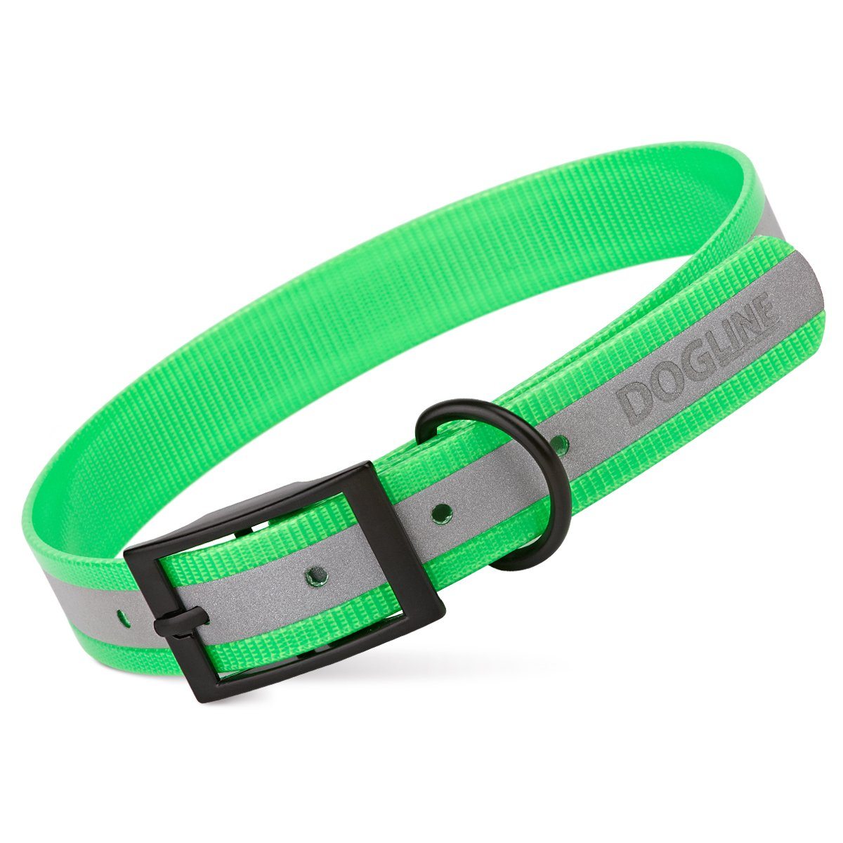 Biothane Translucent Reflective Dog Collar Green Dog Collar Dogline