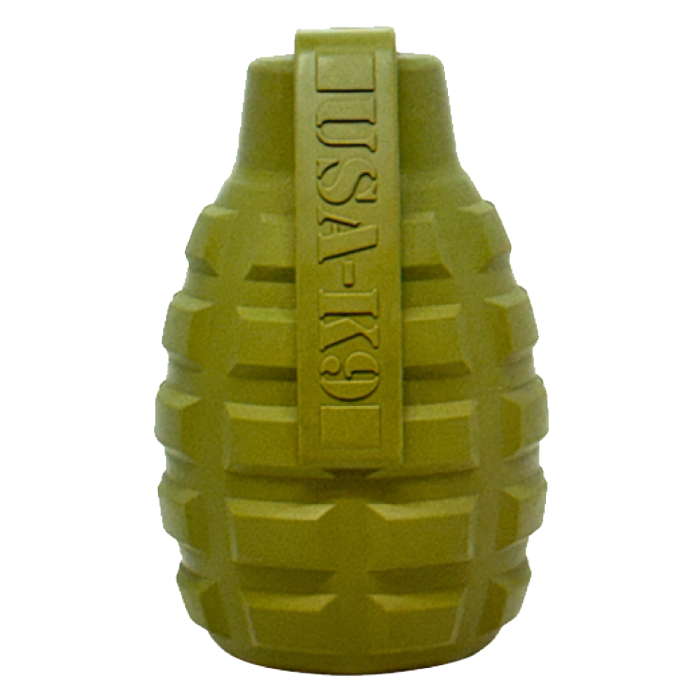 Grenade eDispenser Durable Dog Chew Toy & Treat Dispenser Rubber Dog Toys SodaPup/True Dogs, LLC