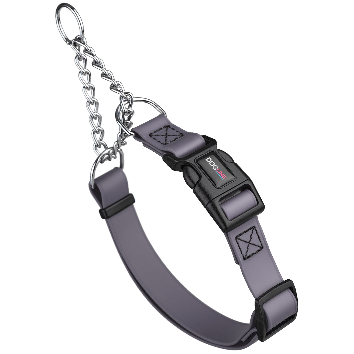 Biothane Adjustable Martingale Collar with Quick Release Buckle Battleship Gray Dog Collars Dogline