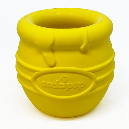 SodaPup Honey Pot - Dispensador de golosinas de goma duradera y juguete de enriquecimiento