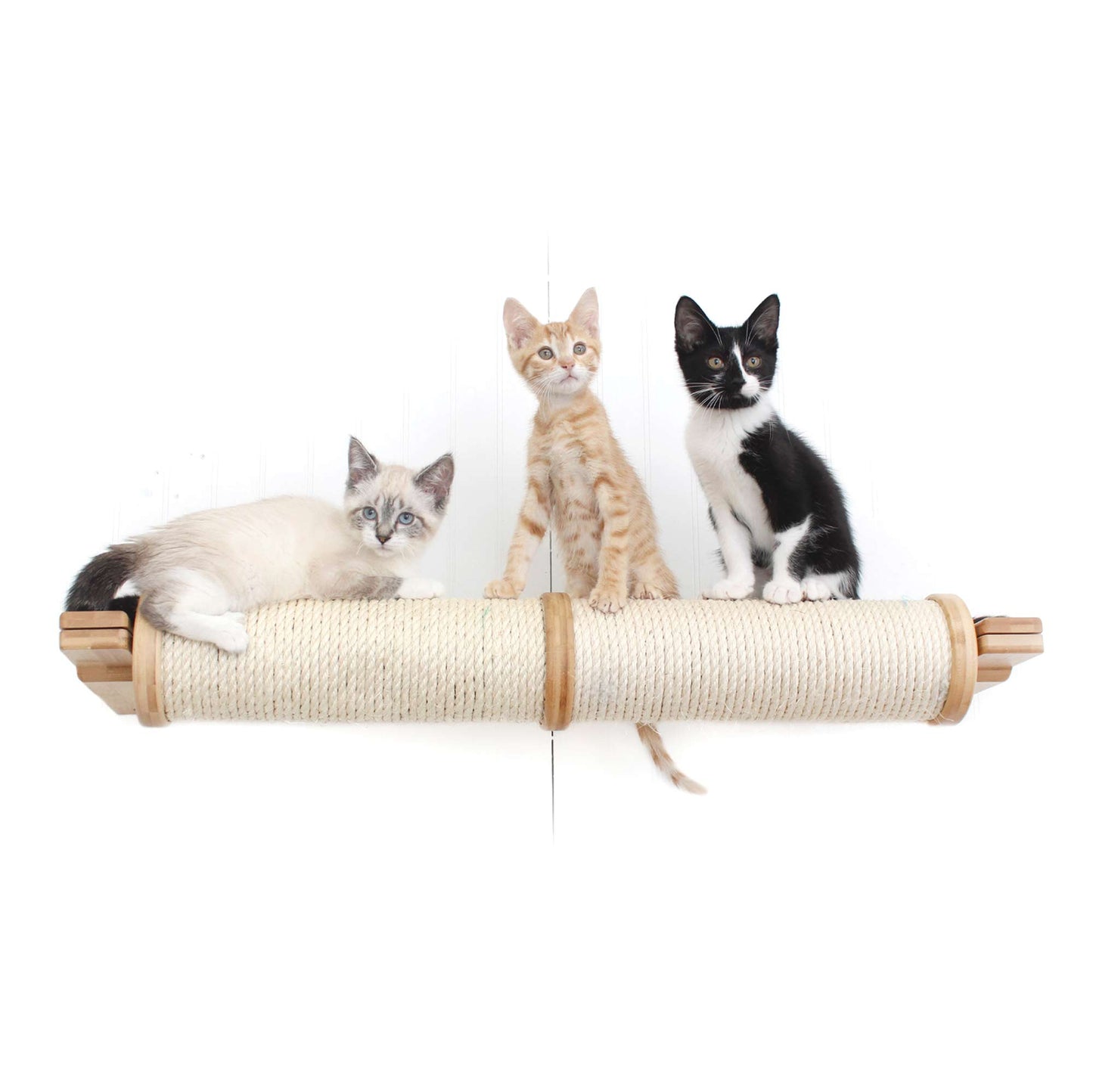 Horizontal Scratching Post for Cats Natural Bamboo 2-Tier Single Cat Scratcher Catastrophic Creations