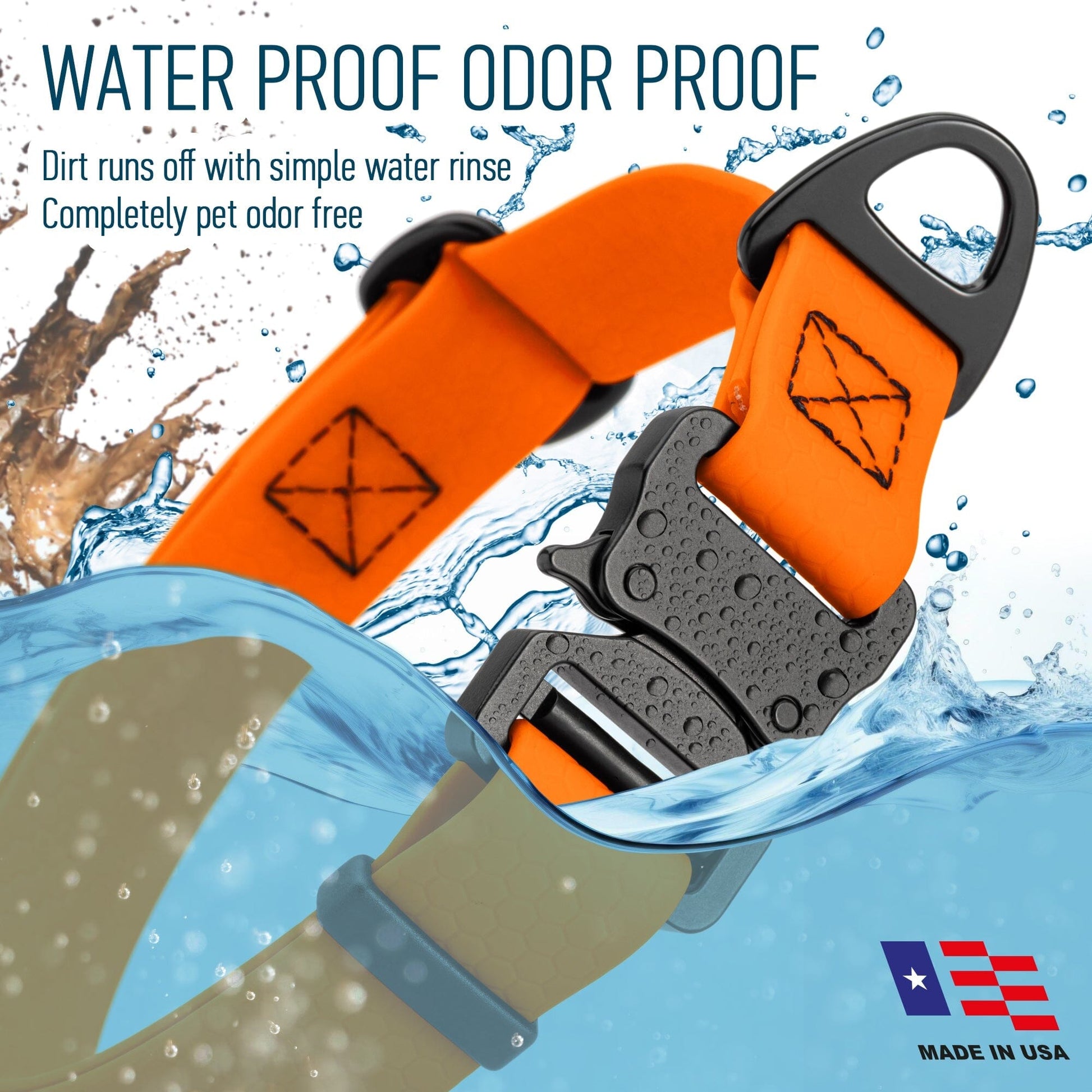 Waterproof Dog Collar with Metal Stab-Lock Buckle Dog Collar Dogline