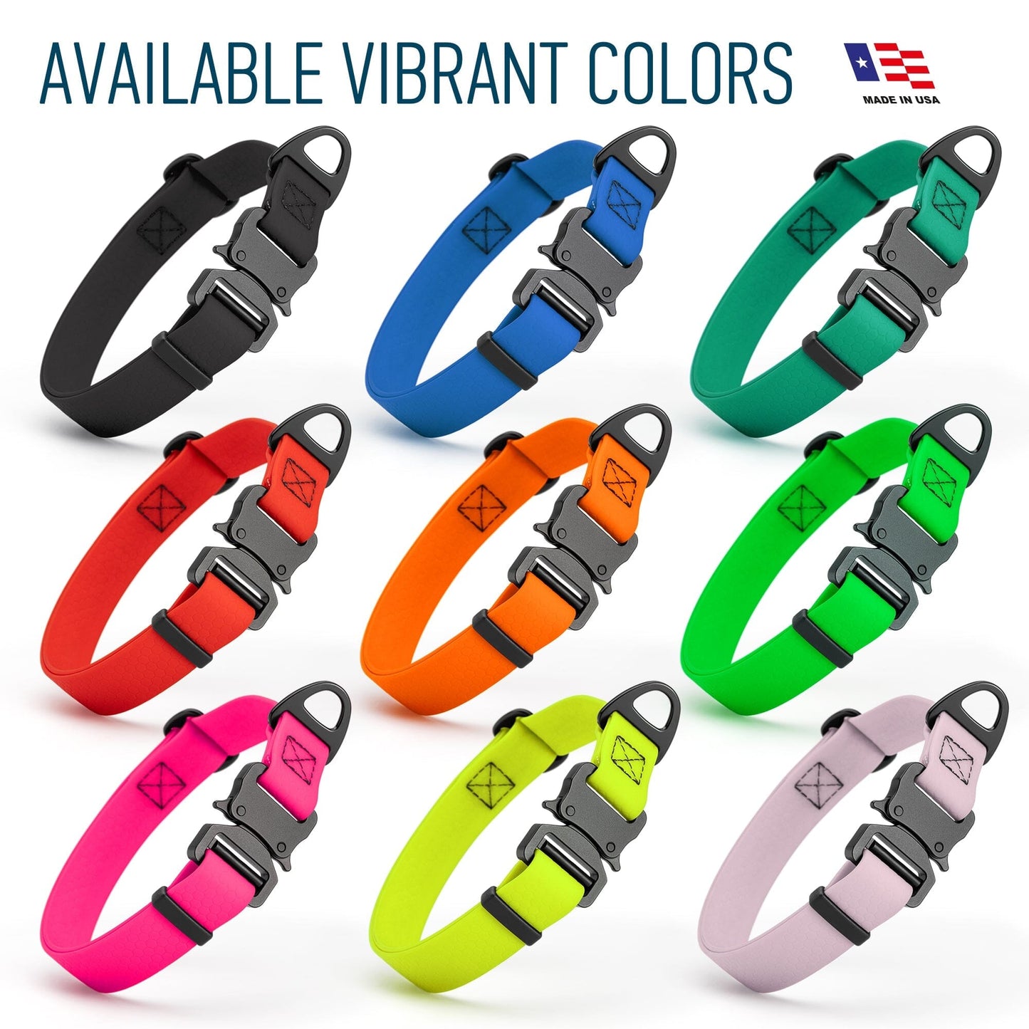 Waterproof Dog Collar with Metal Stab-Lock Buckle Dog Collar Dogline