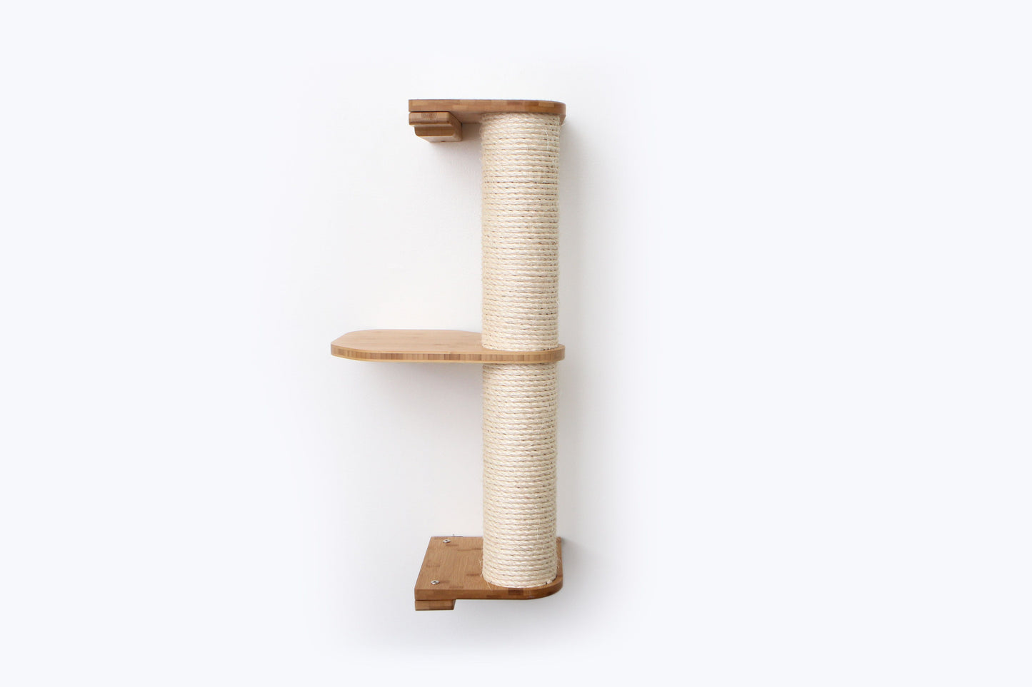 Wall Mounted Cat Climbing Pole - Sisal Natural Bamboo 2-Tier Leaf Shelf No Cork Pad Cat Scratcher Catastrophic Creations