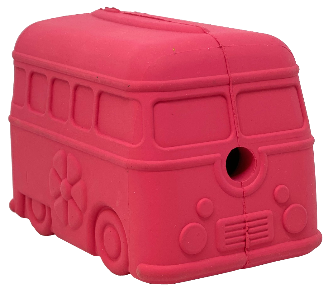 Surf's Up! Retro Van Durable Chew Toy & Treat Dispenser Surf's Up Van - Pink Rubber Dog Toys SodaPup/True Dogs, LLC