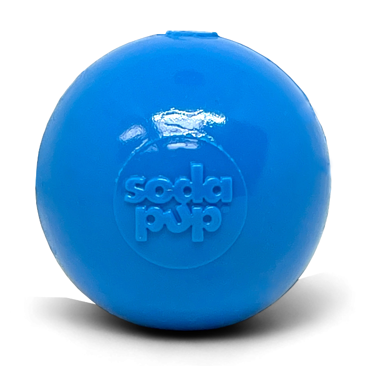 Squeak Ball - Durable Squeaky Dog Toy, Floats, Chew Toy | USA Made Medium Squeaker Ball - blue Rubber Dog Toys SodaPup/True Dogs, LLC