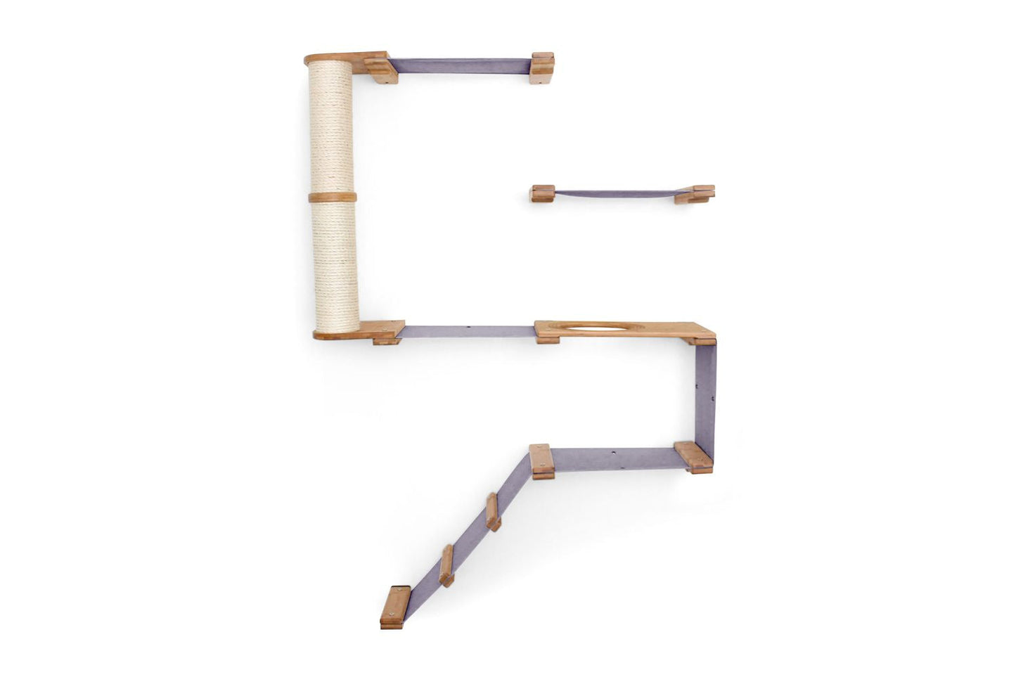 The Deluxe Cat Fort - Modern Cat Condo Natural Bamboo Charcoal Gray Canvas Pole Cat Condo Catastrophic Creations