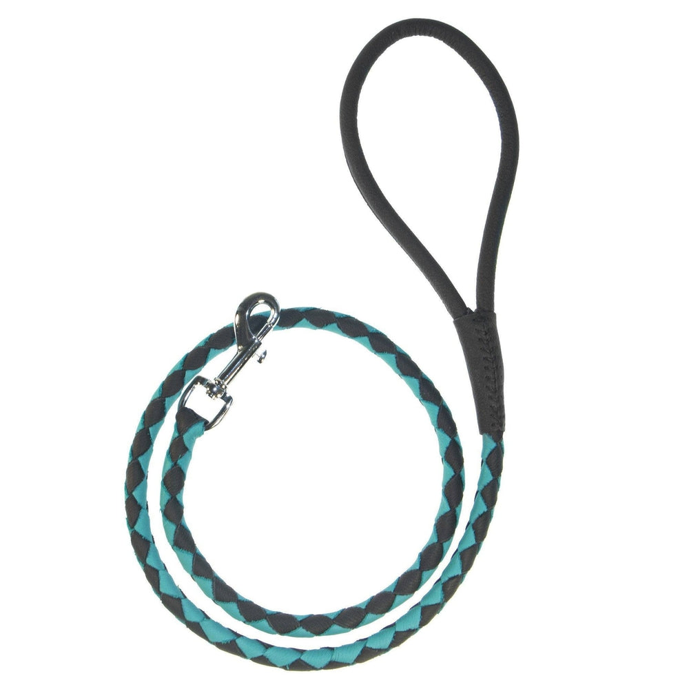 Soft Leather Dual-Color Braided Round Lead Dog Leashes Dogline