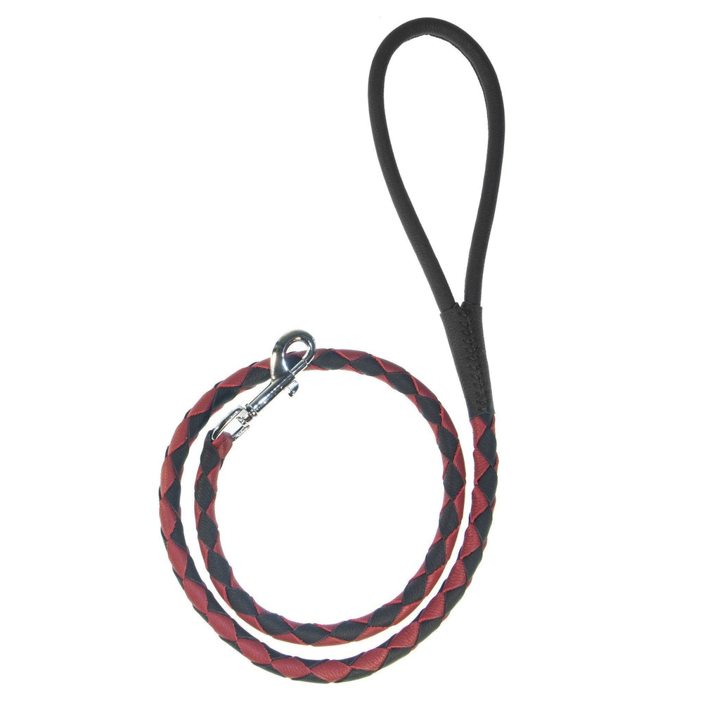 Soft Leather Dual-Color Braided Round Lead Dog Leashes Dogline