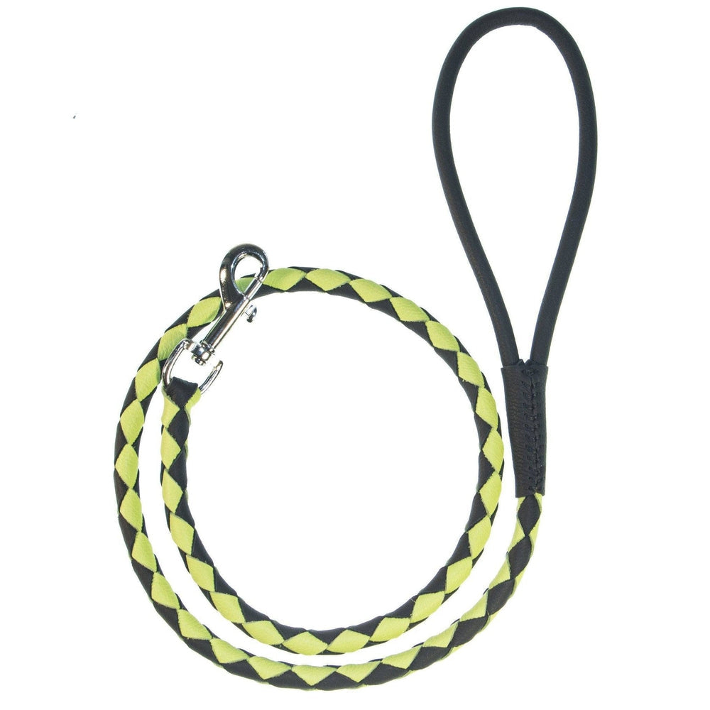 Soft Leather Dual-Color Braided Round Lead Dog Leashes Dogline