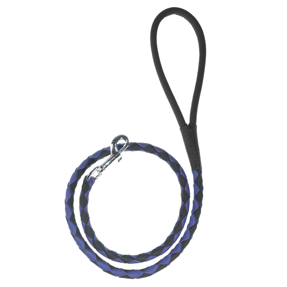 Soft Leather Dual-Color Braided Round Lead Dog Leashes Dogline