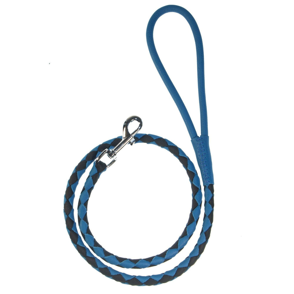 Soft Leather Dual-Color Braided Round Lead Dog Leashes Dogline