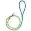 Soft Leather Dual-Color Braided Round Lead Teal Lime Green Dog Leashes Dogline