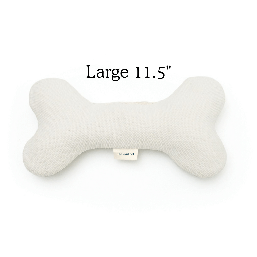 Boba & Vespa Plush Hemp Dog Bone Toy for Gentle Chewers | Soft & Squeaker Free Large (11.5") Dog Bones The Kind Pet