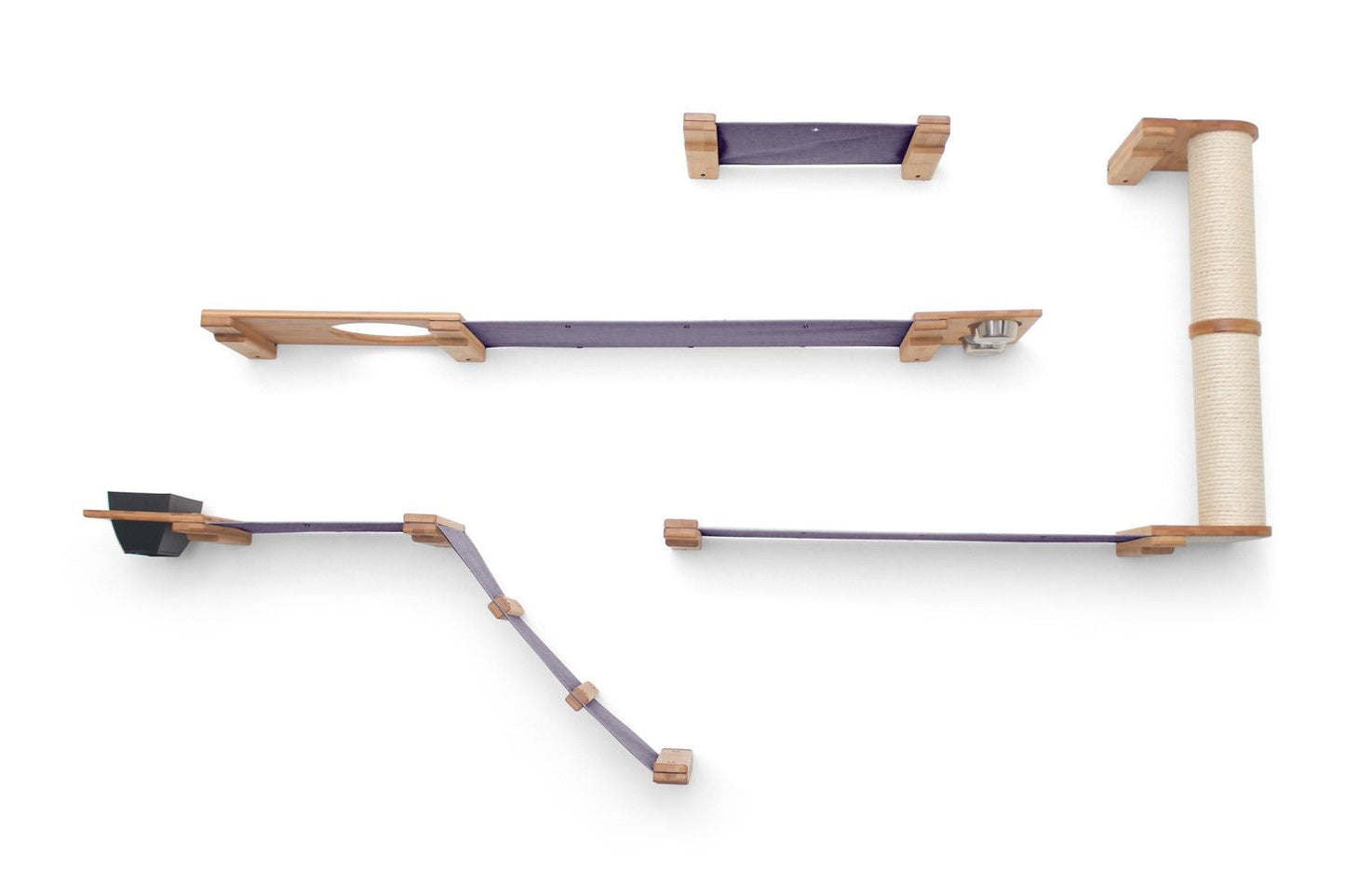 The Bunker - Multi Level Cat Tree with Perch Natural Bamboo Charcoal Gray Canvas Planter Cat Condo Catastrophic Creations