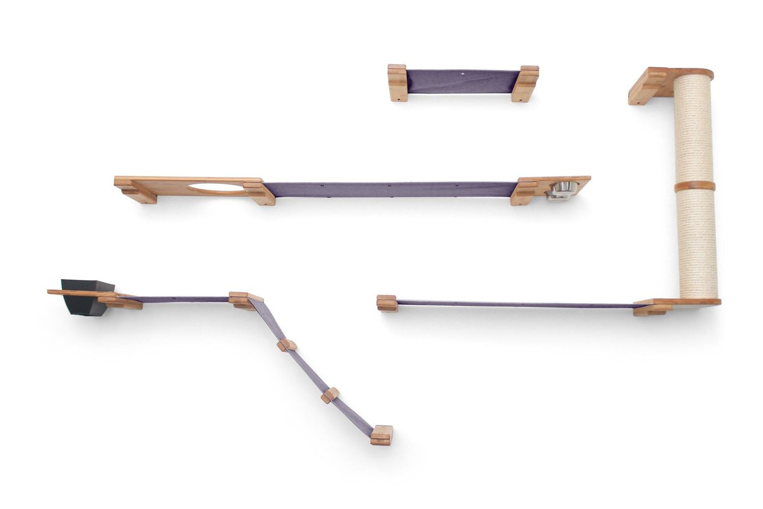 The Bunker - Multi Level Cat Tree with Perch Natural Bamboo Charcoal Gray Canvas Planter Cat Condo Catastrophic Creations