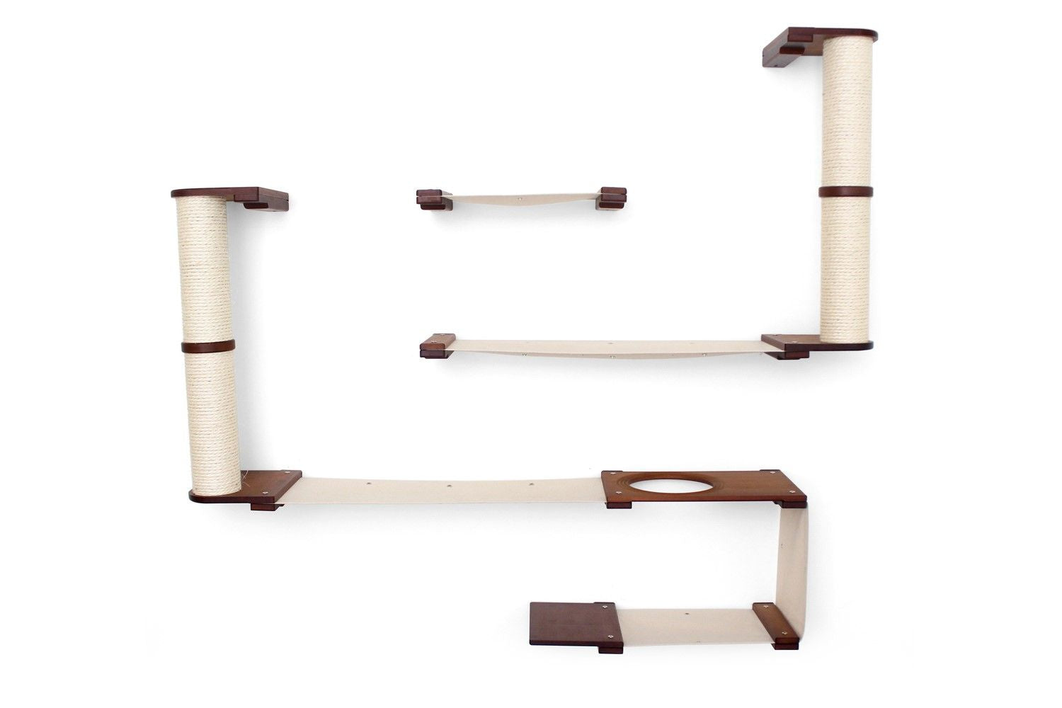 The Roman - A Wall Mounted Cat Scratcher Tree English Chestnut Bamboo Natural Canvas None Cat Condo Catastrophic Creations