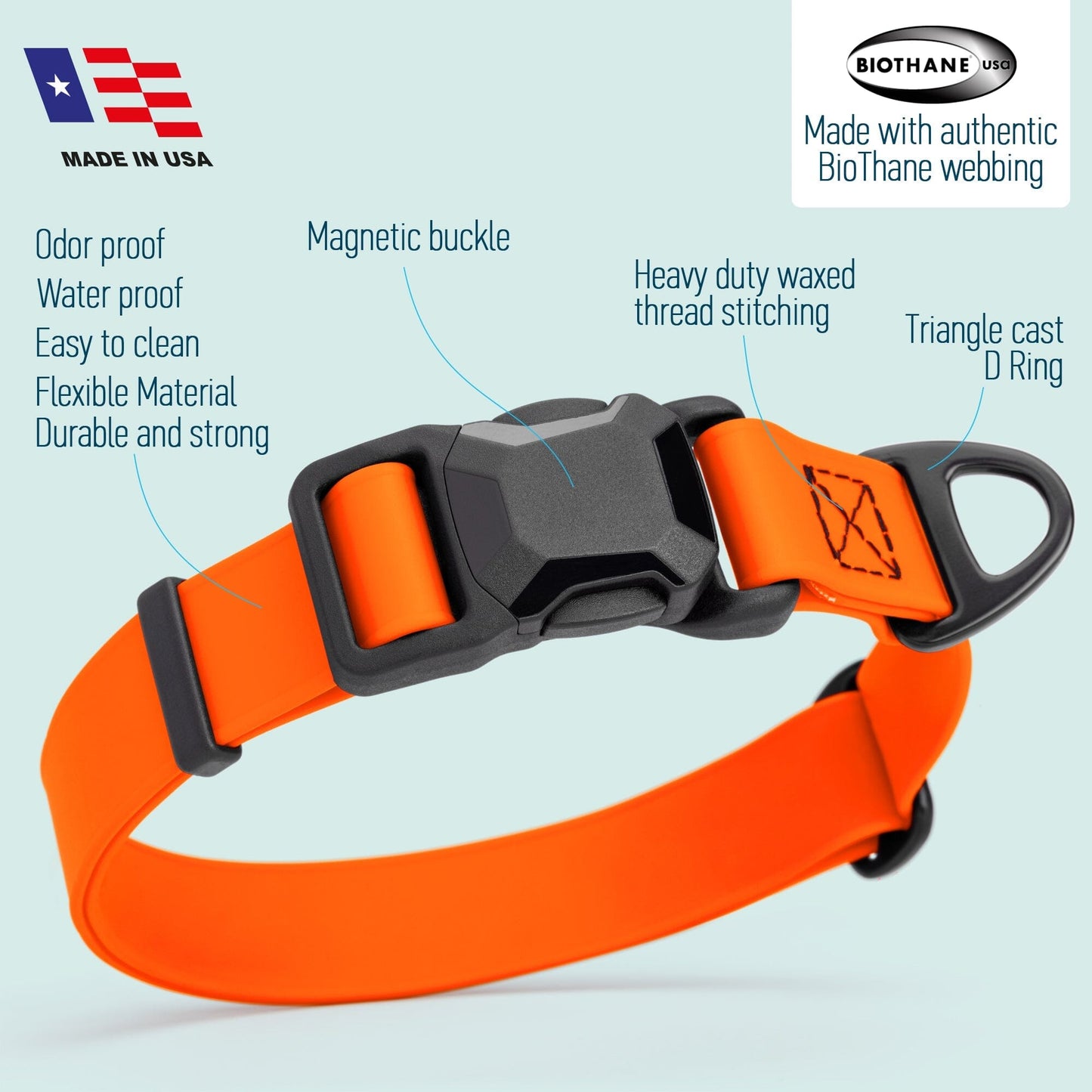 Biothane Waterproof Dog Collar with Magnetic Quick Release Buckle Dog Collars Dogline