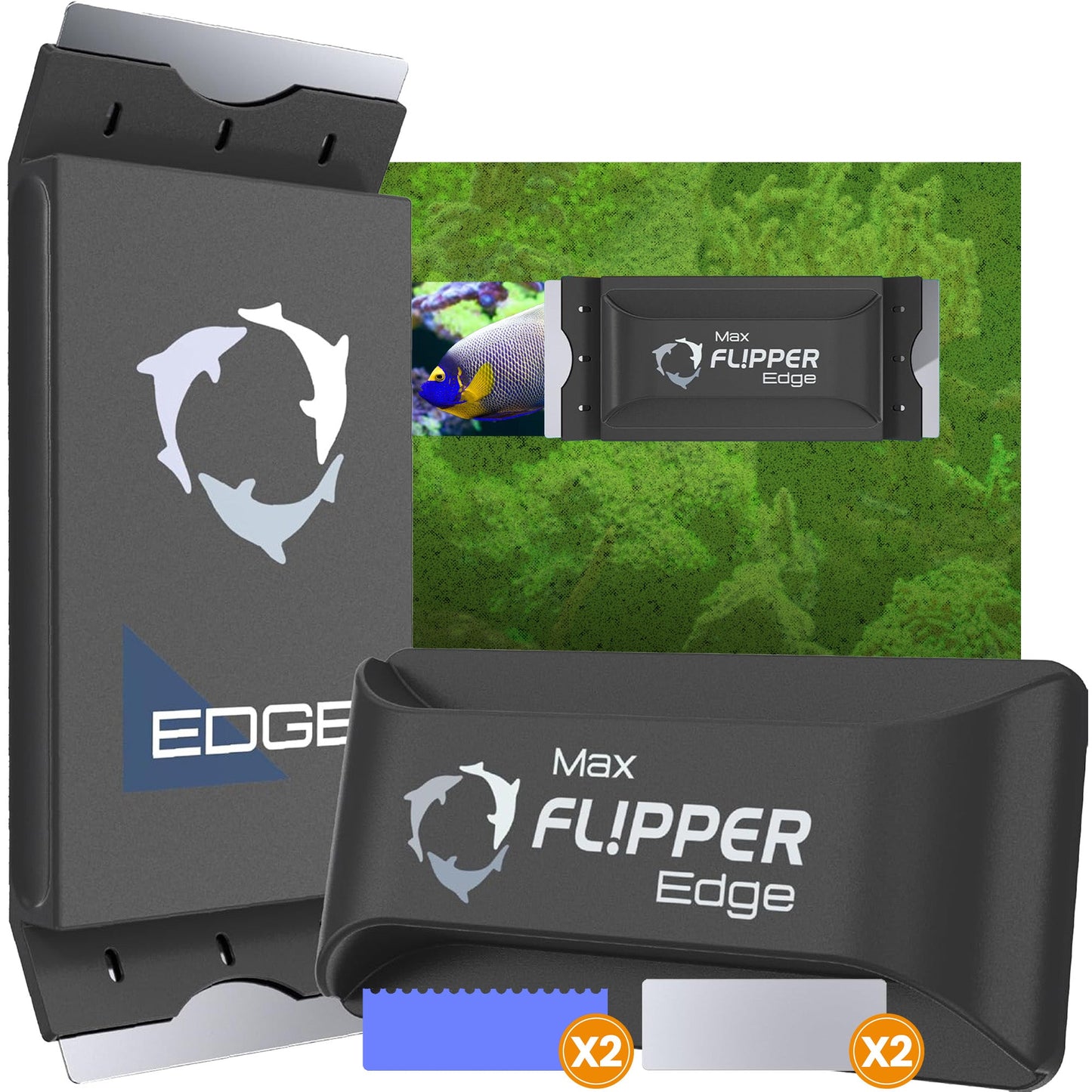 Flipper Edge 2 in 1 Floating Magnetic Aquarium Algae Cleaner (MAX) Aquarium Cleaning Supplies Flipper Aquarium Products