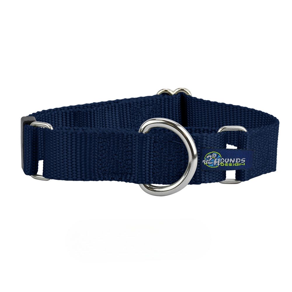 5/8″ and 1″ Navy Blue Nylon Martingale Dog Collar Martingale Dog Collar 2 Hounds Design