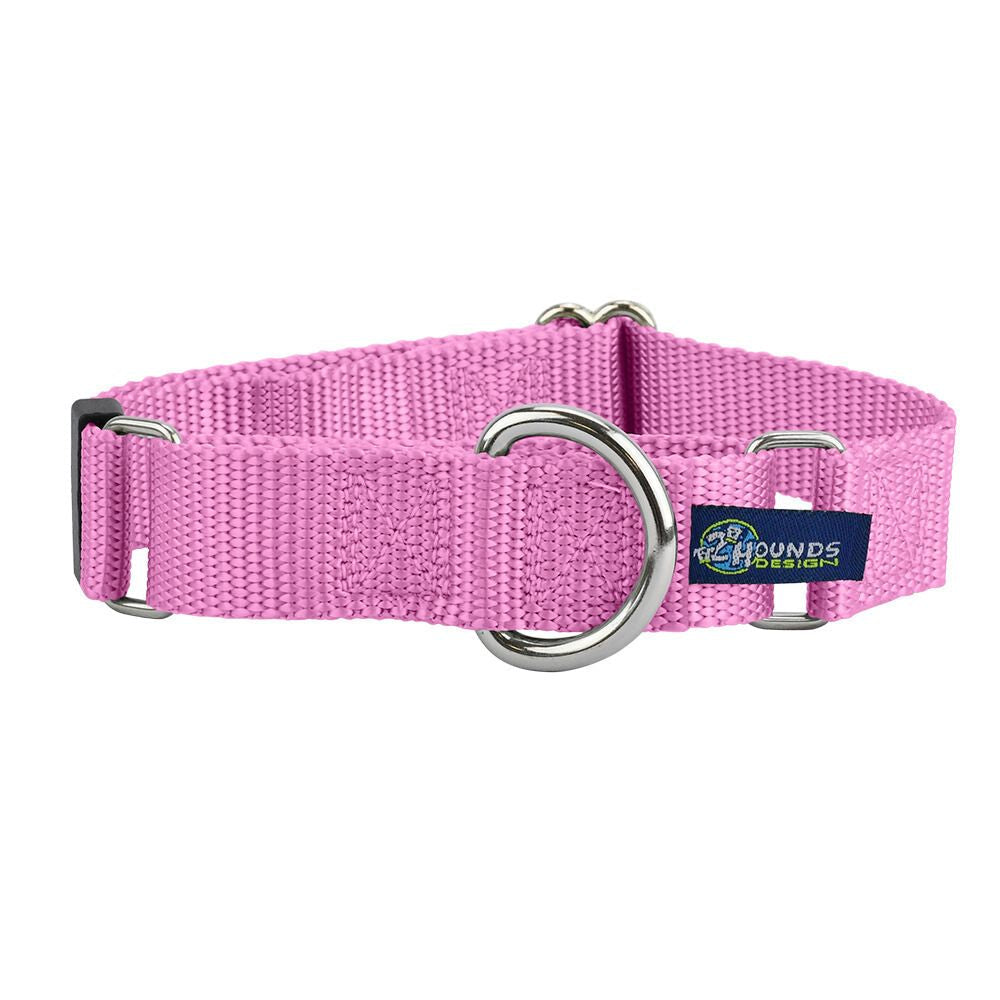 5/8″ and 1″ Rose Pink Nylon Martingale Dog Collar Martingale Dog Collar 2 Hounds Design