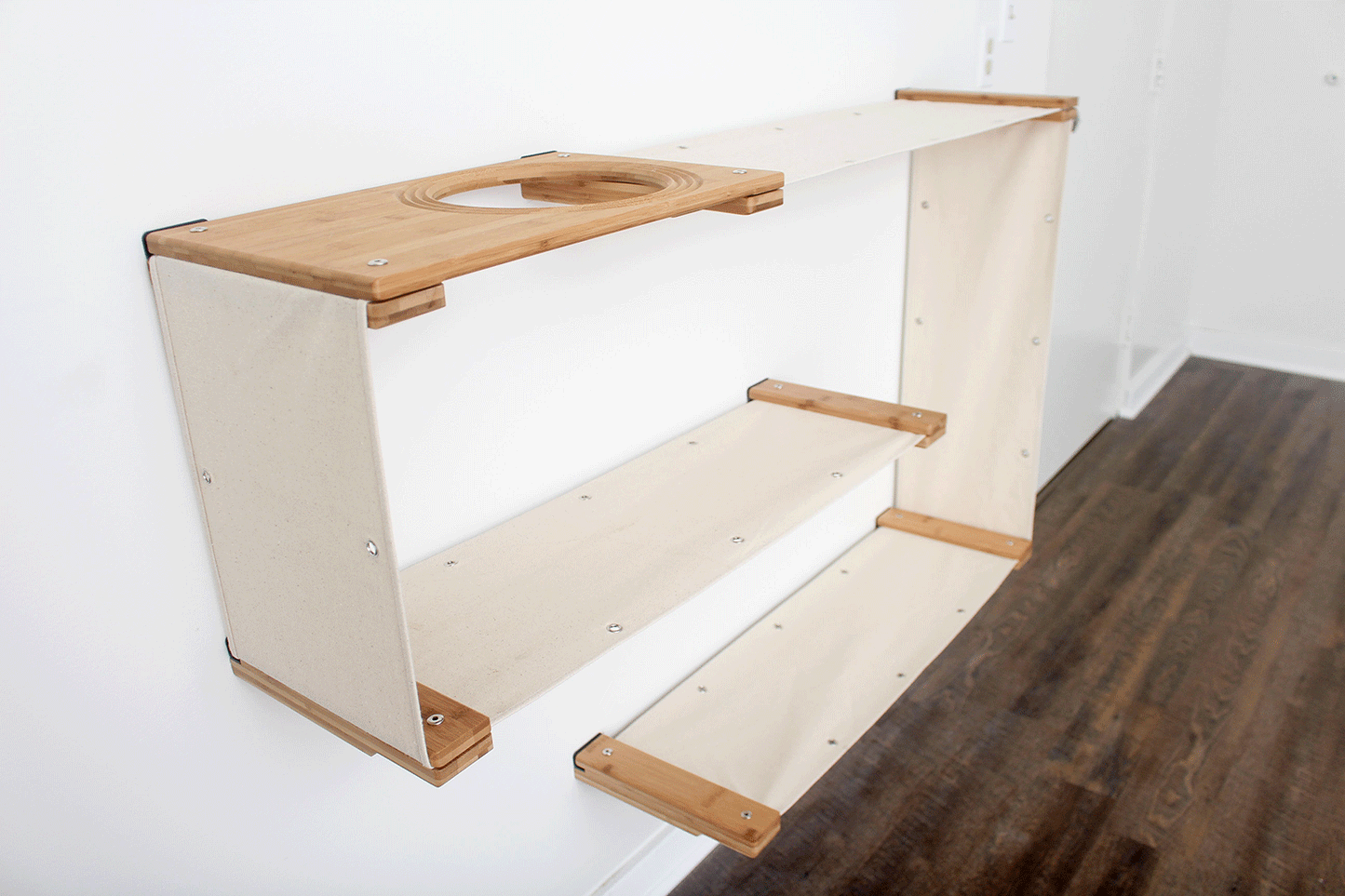 Cat Maze Wall - 3 Tier Cat Tree Natural Bamboo Natural Canvas None Cat Condo Catastrophic Creations