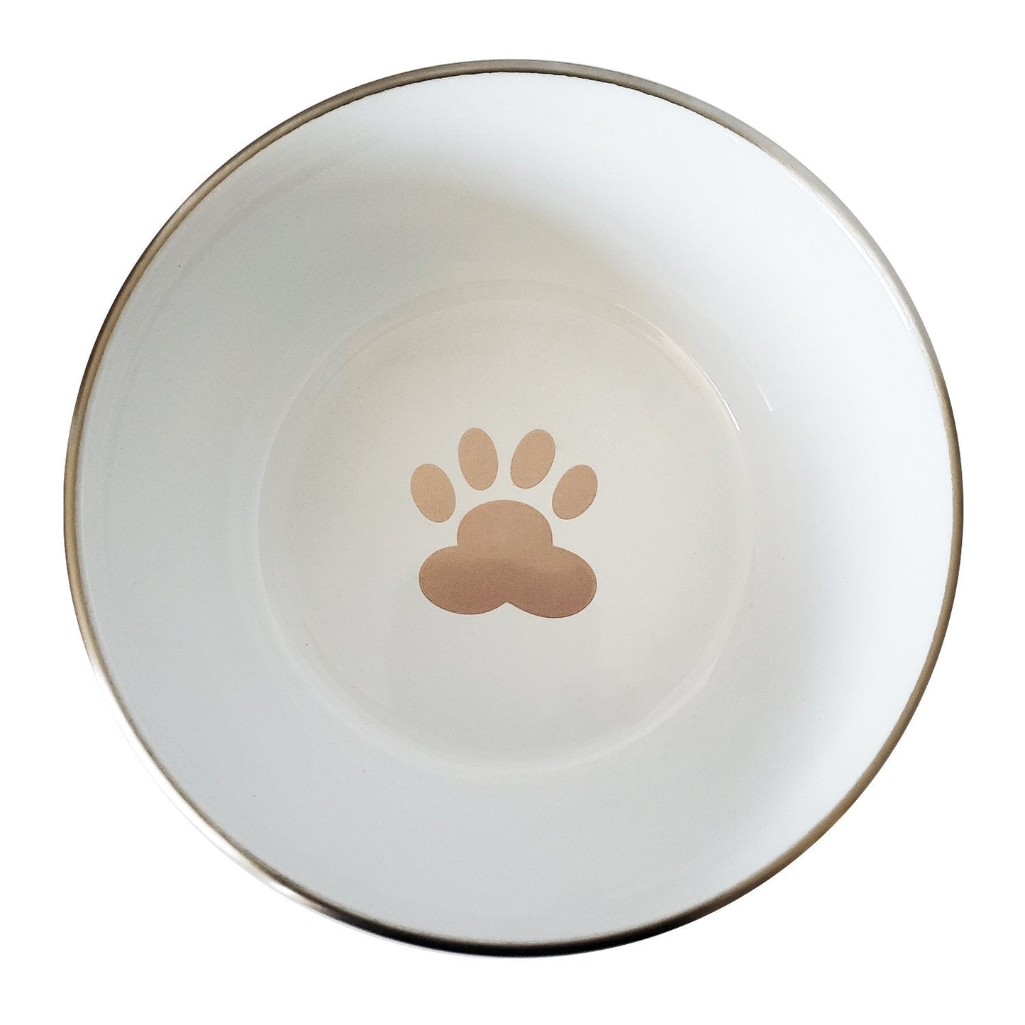 Deep Dog Bowl with Paw Print Design – Stainless Steel Bowl, Ideal for Small, Medium to Large Dogs – Rose Gold Deep Bowls American Pet Supplies