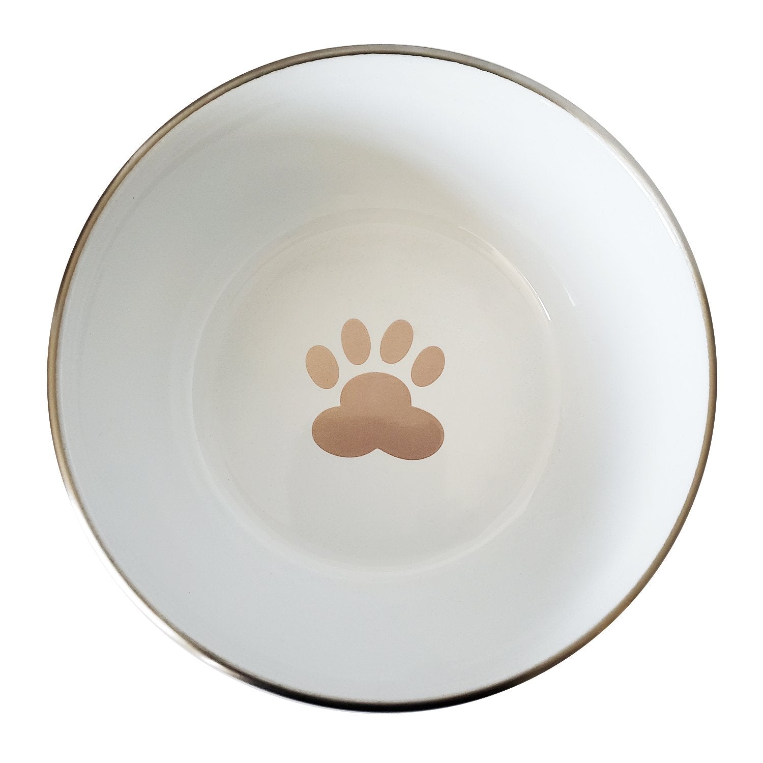 Deep Dog Bowl with Paw Print Design – Stainless Steel Bowl, Ideal for Small, Medium to Large Dogs – Rose Gold Deep Bowls American Pet Supplies