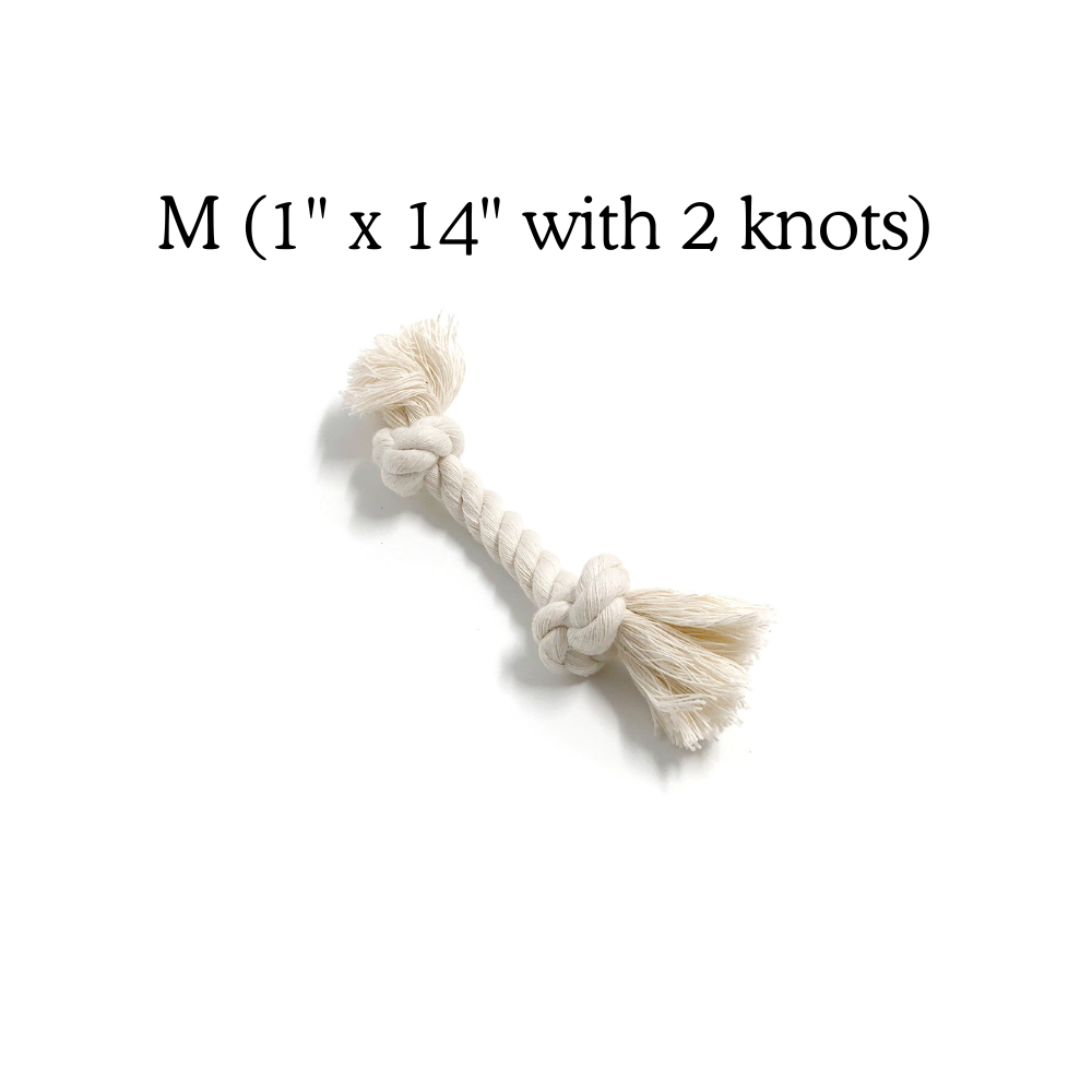Boba & Vespa 100% Organic Cotton Rope Dog Toy - 5 Sizes M (1" x 14" with 2 knots) Dog Ropes The Kind Pet