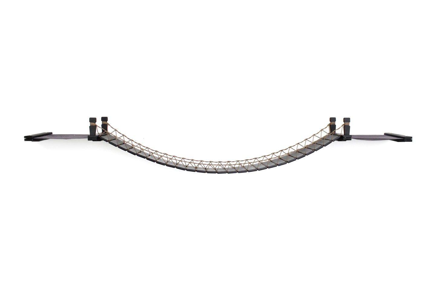 Double Cat Hammock and Climbing Bridge Combo Onyx Bamboo Charcoal Gray Canvas 66" Cat Bridge Catastrophic Creations