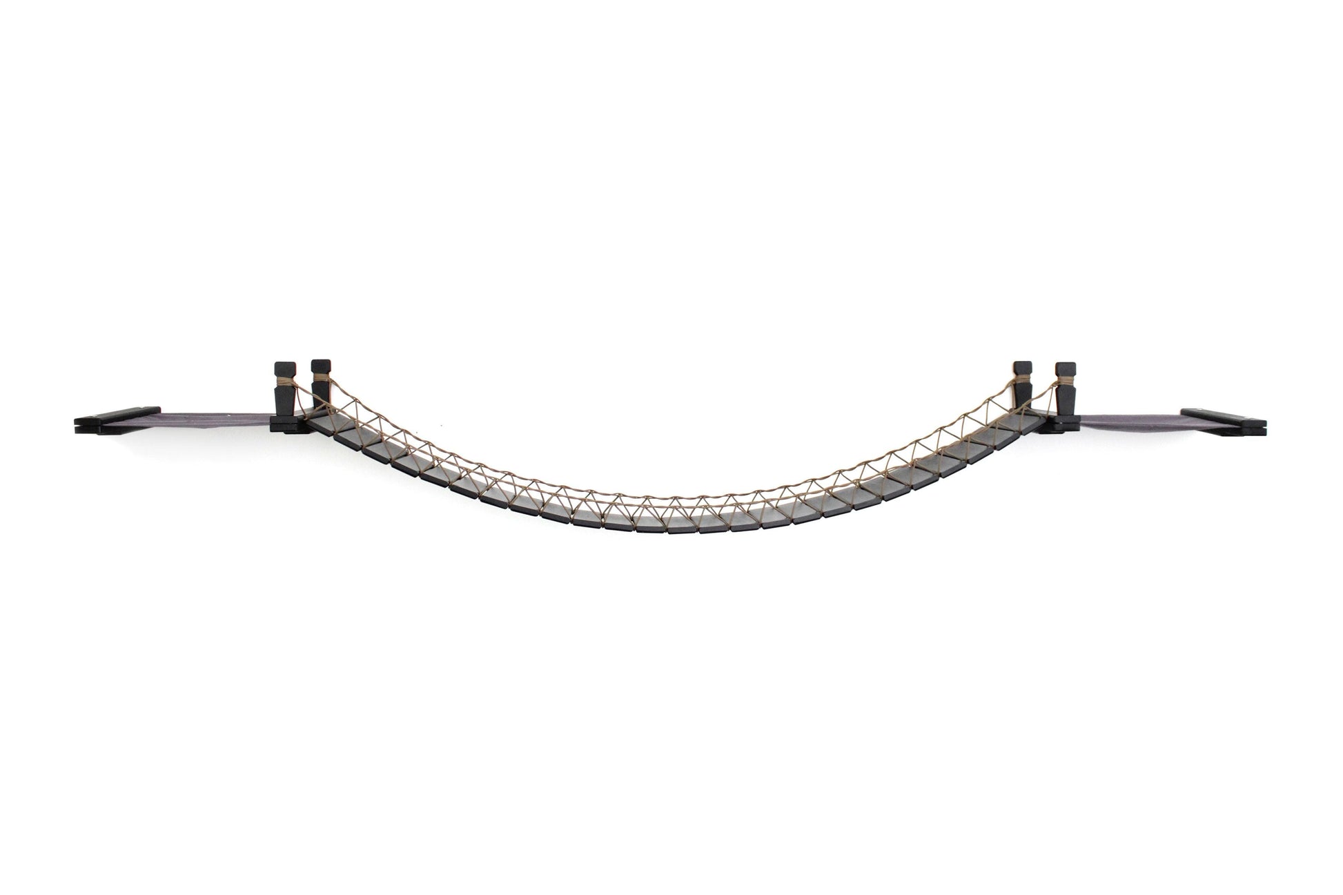 Double Cat Hammock and Climbing Bridge Combo Onyx Bamboo Charcoal Gray Canvas 66" Cat Bridge Catastrophic Creations