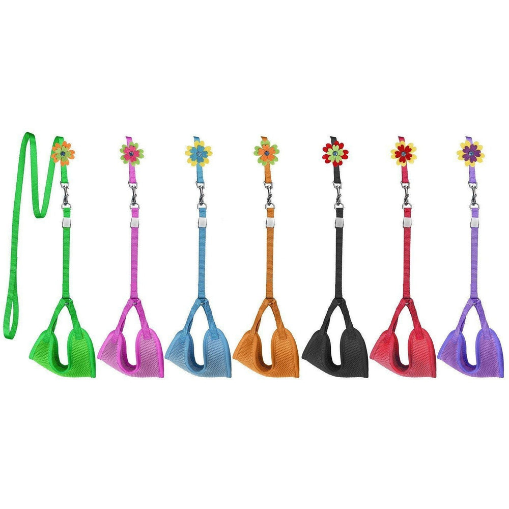 Mesh Step-In Nylon Dog Harness + Optional Flower Dog Leash Dog Harnesses Dogline