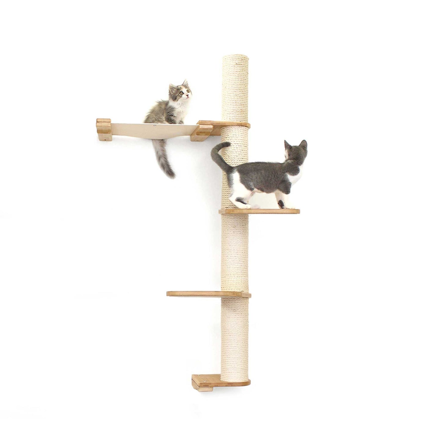 The Crow's Nest - A Wall Cat Scratcher with Hammock Natural Bamboo Natural Canvas 3-Tier 16" Cat Condo Catastrophic Creations
