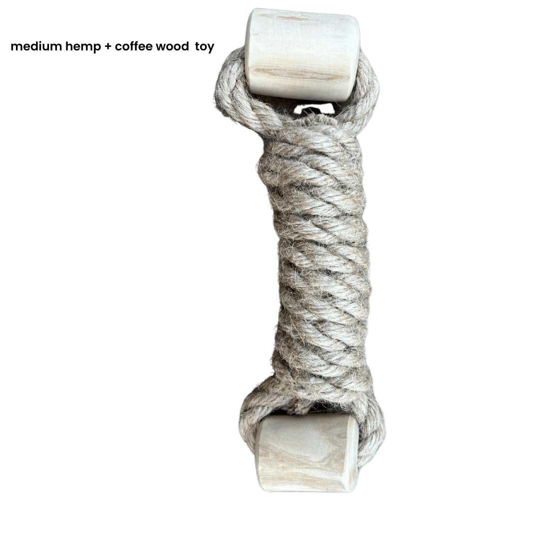 hemp rope + coffee wood toy medium hemp rope dog pull toys rōmng
