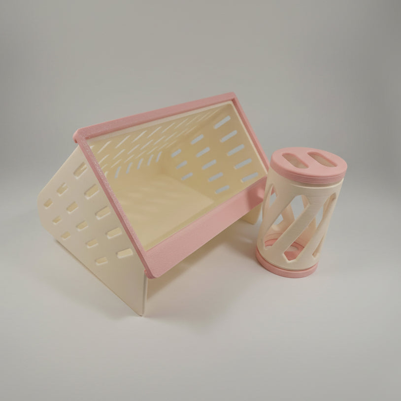 The Open Air Hay Feeder and Hay Roller Bundle | 6 Colors Bubblegum Pink Hay feeder Bunny Business