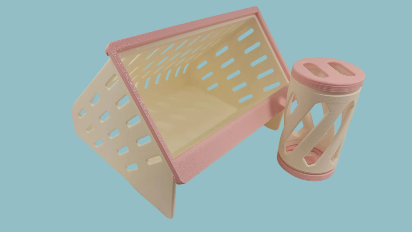 The Open Air Hay Feeder and Hay Roller Bundle Bubblegum Pink Hay feeder Bunny Business