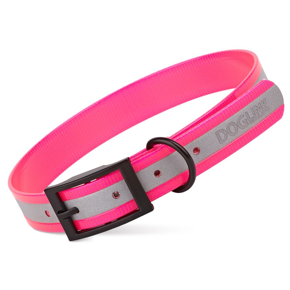 Biothane Translucent Reflective Dog Collar Pink Dog Collar Dogline