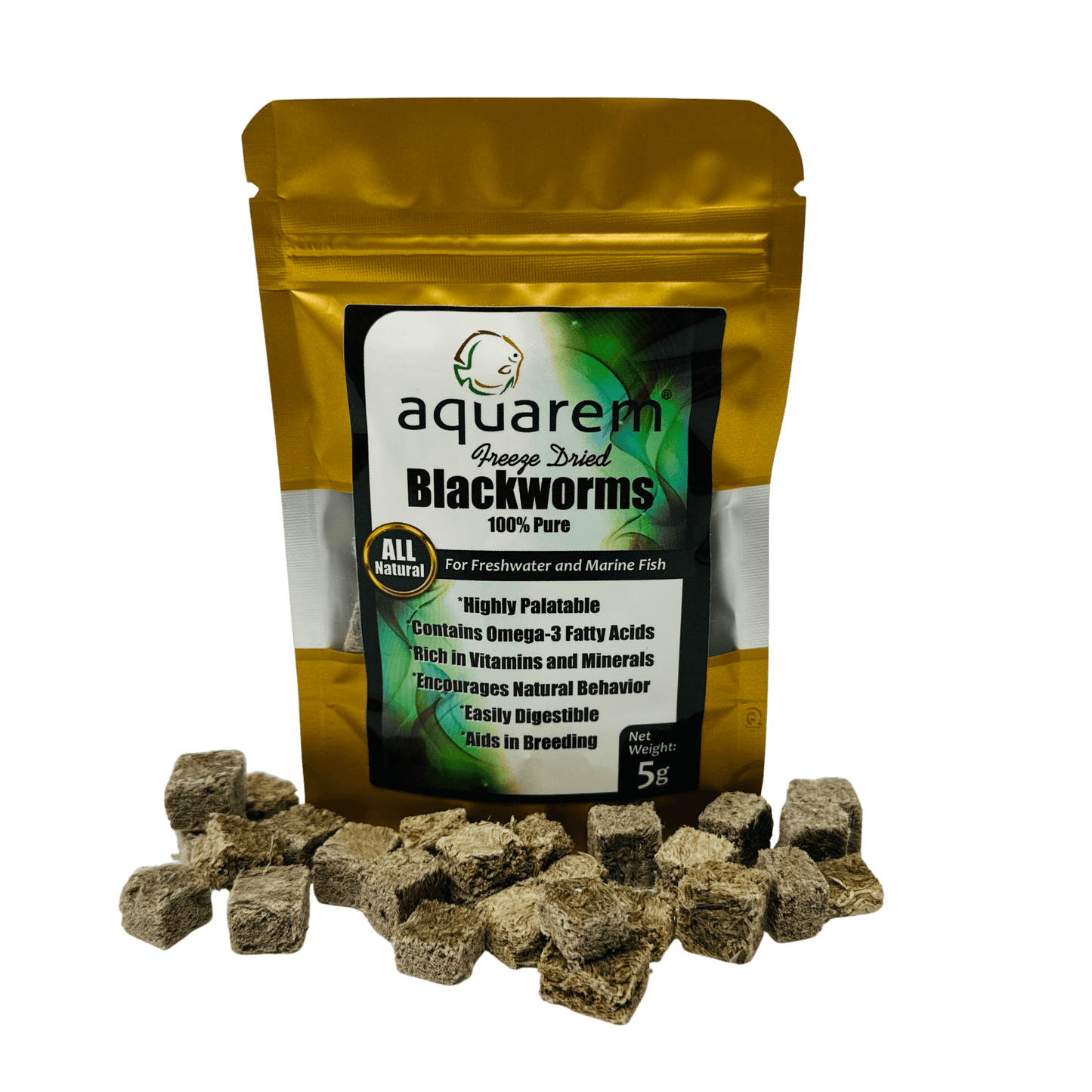 Super Cichlids Freeze-Dried Blackworms (All Natural, High Protein Fish Food) 5 Grams (All Natural) Fish Food Super Cichlids