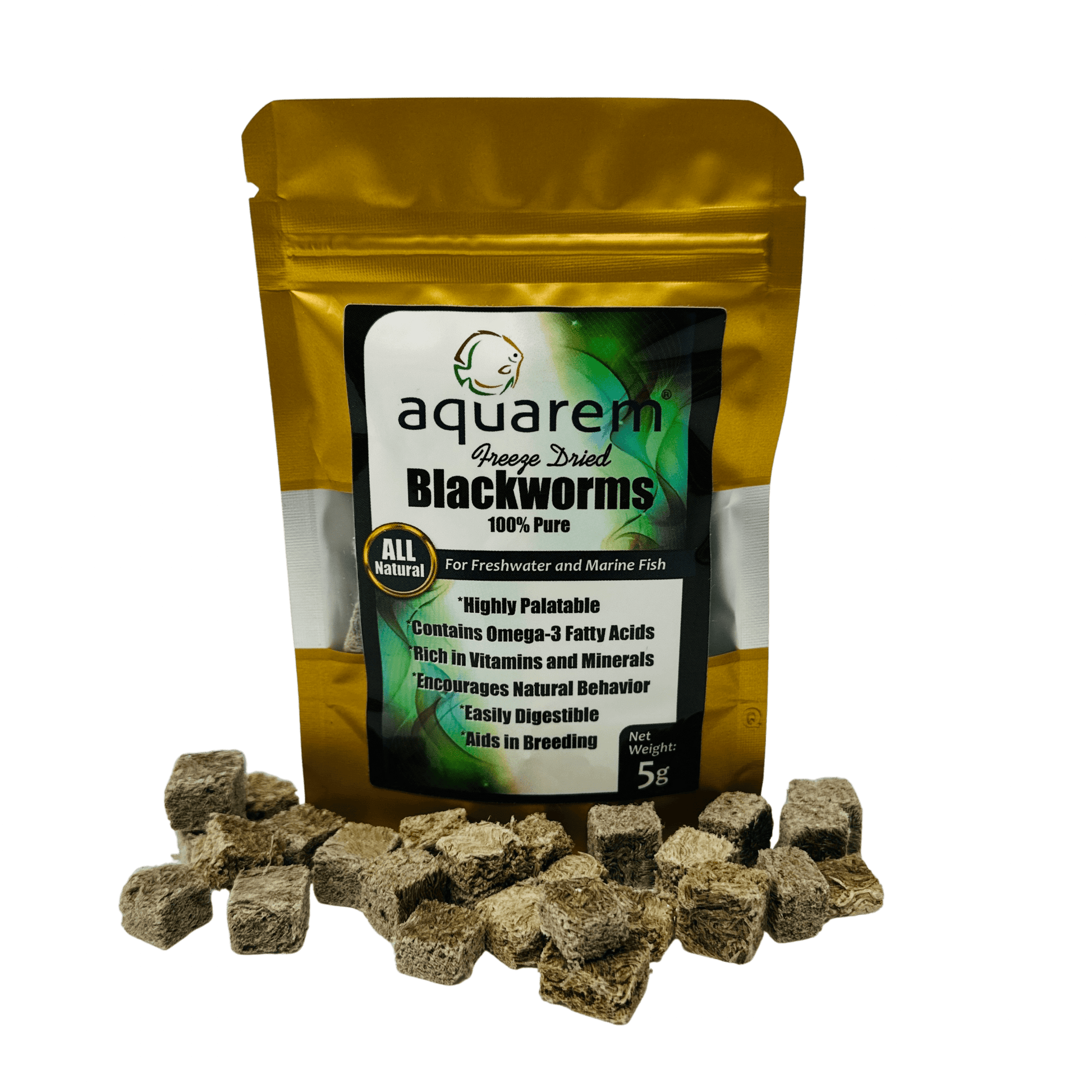 Super Cichlids Freeze-Dried Blackworms (All Natural, High Protein Fish Food) 5 Grams (All Natural) Fish Food Super Cichlids