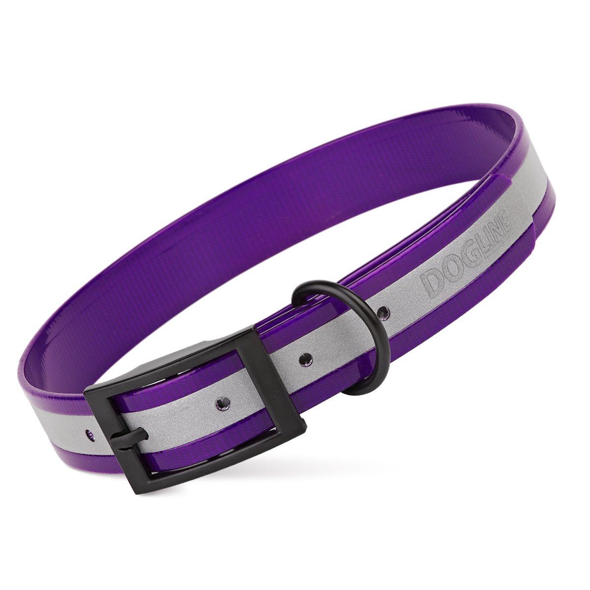 Biothane Translucent Reflective Dog Collar Purple Dog Collar Dogline
