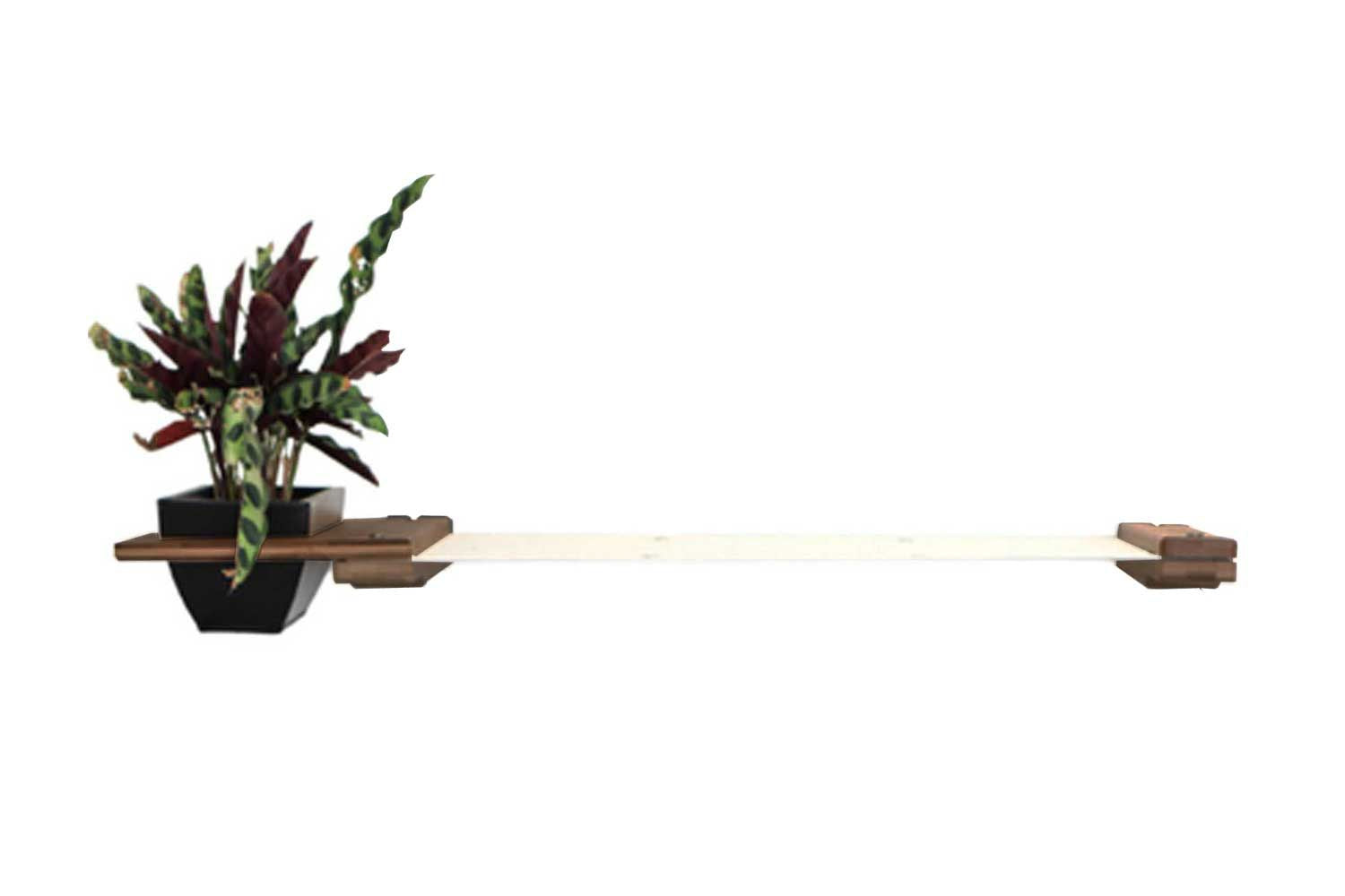 Cat Hammock Wall with Planter English Chestnut Bamboo Natural Canvas 24" Cat Hammock Catastrophic Creations