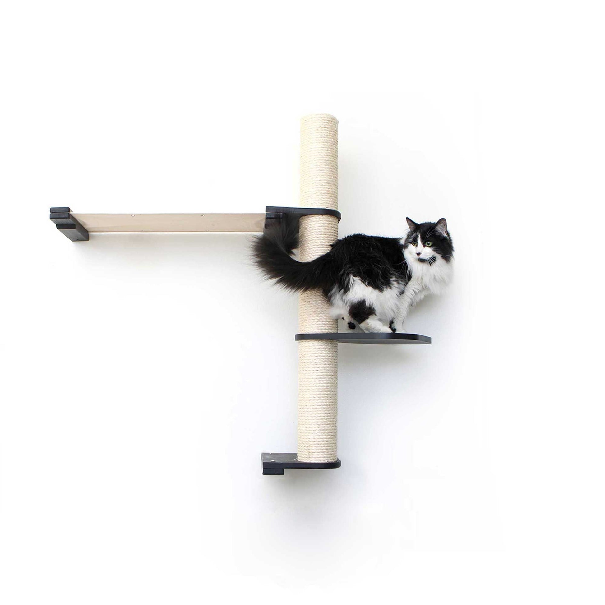 The Crow's Nest - A Wall Cat Scratcher with Hammock Onyx Bamboo Natural Canvas 2-Tier 24" Cat Condo Catastrophic Creations