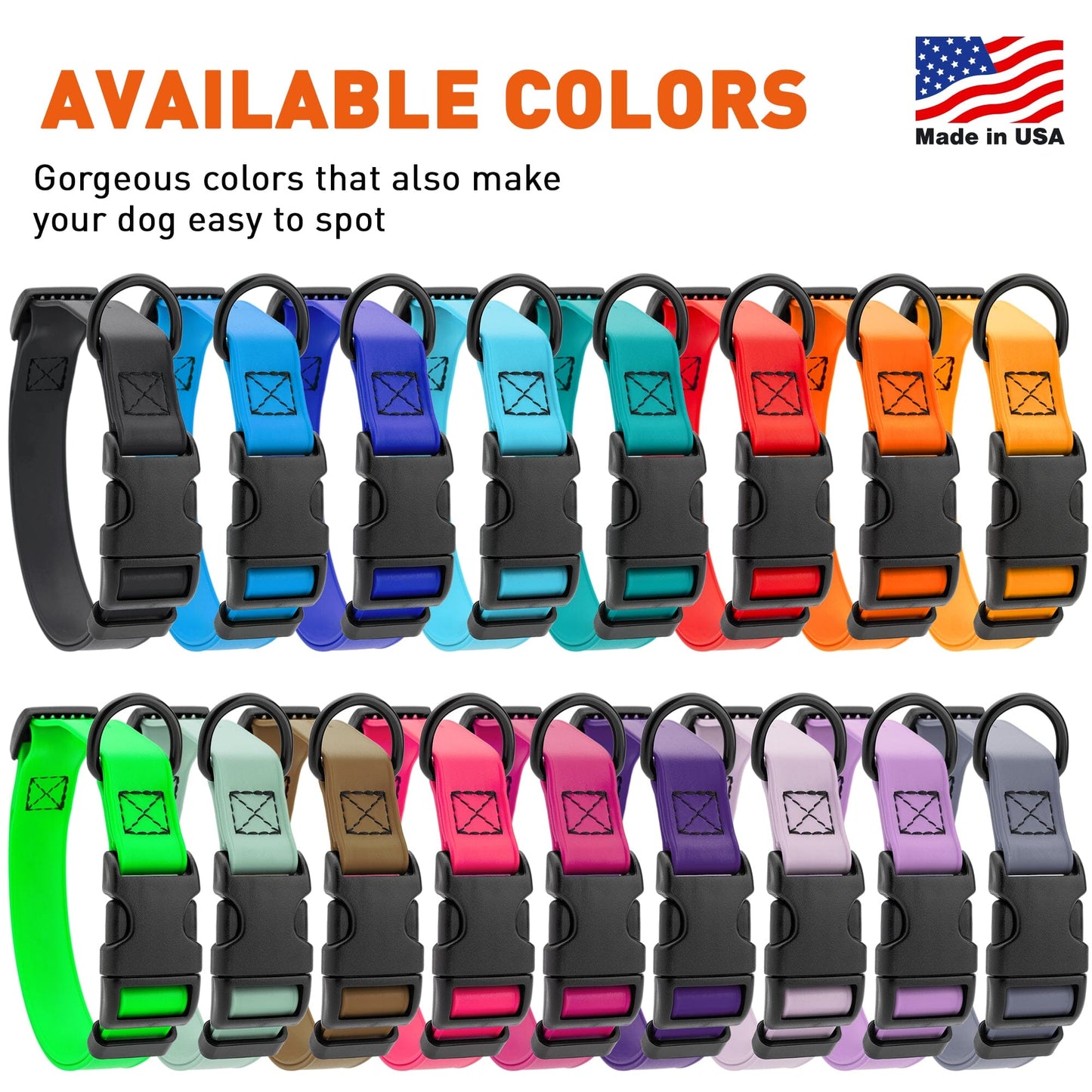 Dogline Biothane Waterproof Dog Collar with Quick Release Buckle Dog Collar Dogline