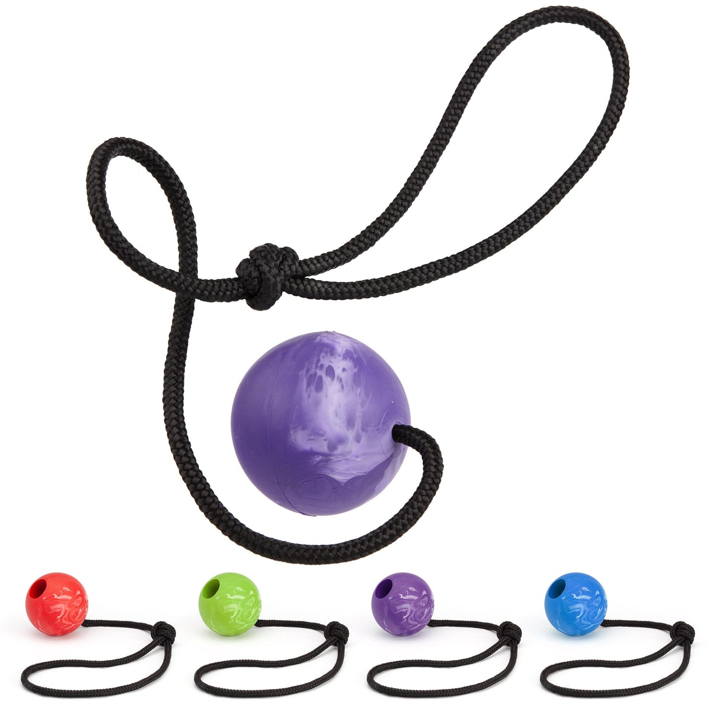 Rubber Euro Ball with Rope Dog Toys Dogline