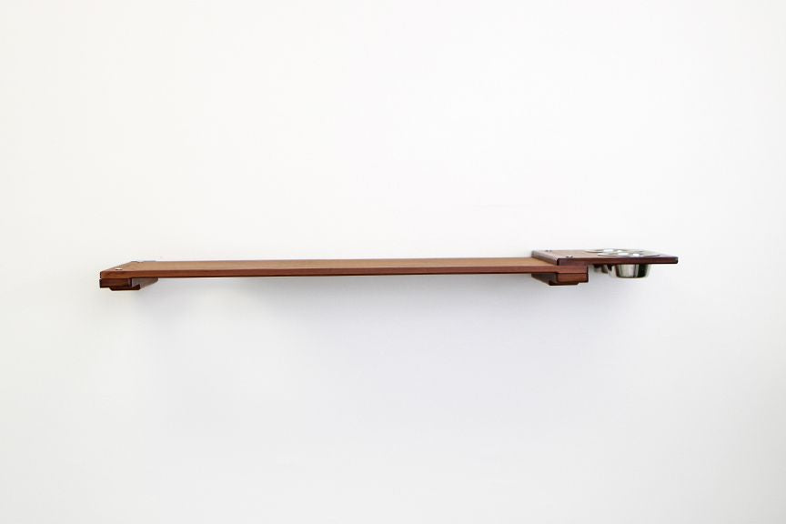 Wall Mounted Cat Feeding Shelf Standard English Chestnut Bamboo Cat shelves/bed Catastrophic Creations